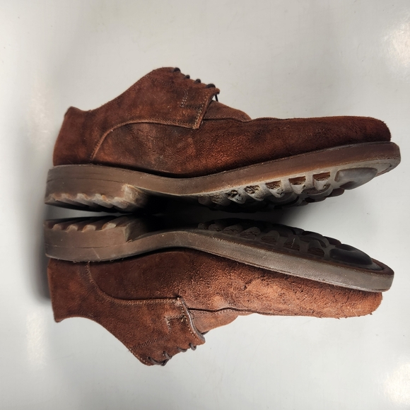 ALLEN EDMUNDS Men's Malone Split Toe Dress Shoe 10 D Brown Suede Made USA Derby - Picture 3 of 10